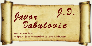 Javor Dabulović vizit kartica